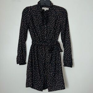 LOFT - 00P BROWN & BLACK ELASTIC TIE WAIST DRESS EUC / LIKE NEW